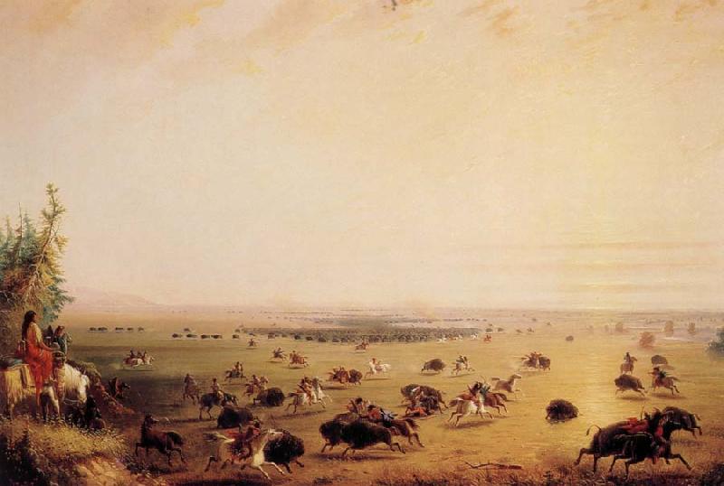 Miller, Alfred Jacob Surround of Buffalo by Indians oil painting picture